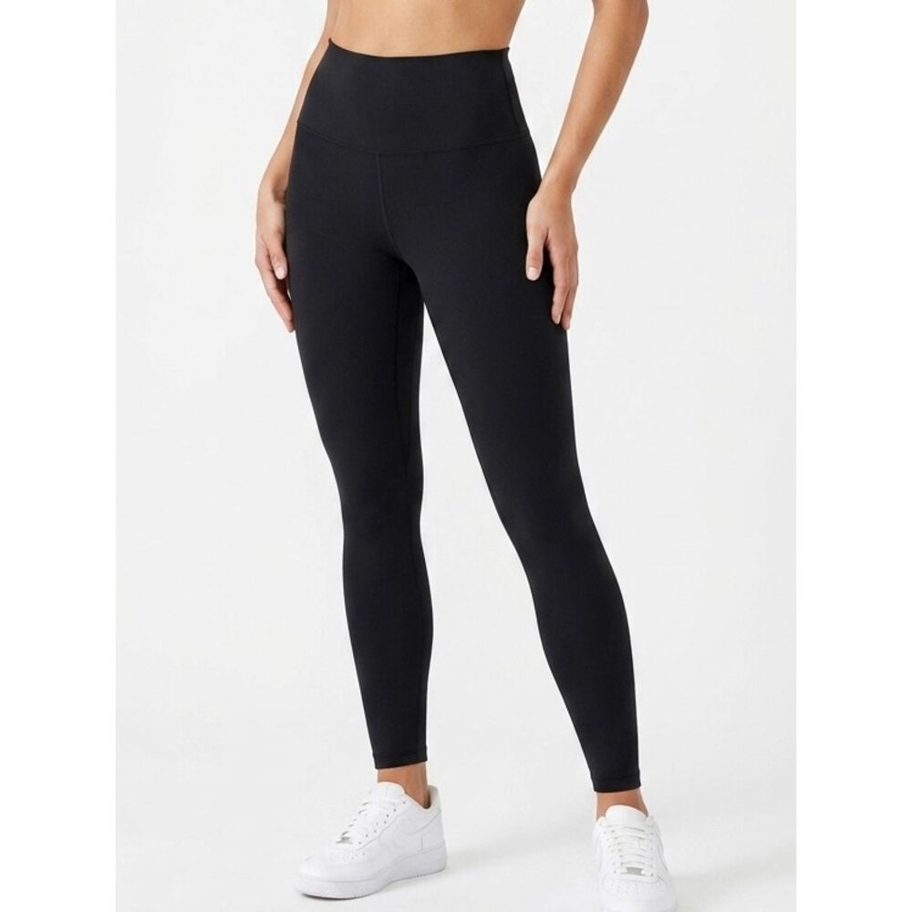 High Waist Yogalicious Black Polyester Spandex Ankle Legging Size M Medium